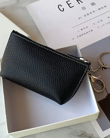 Cute Women Green Leather Small Change Wallet Keychain with Wallet Zipper Coin Wallet For Women