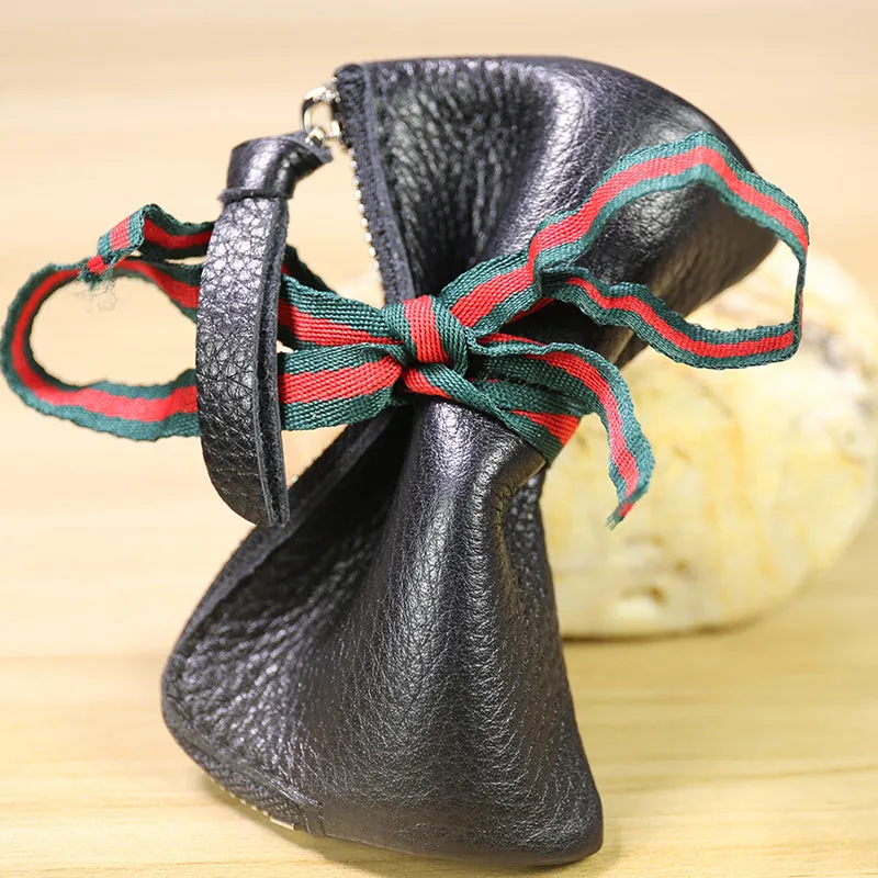 Cute Women Leather Mini Zip Coin Wallet Black Coin Wallets Small Slim Zip Change Wallet For Women