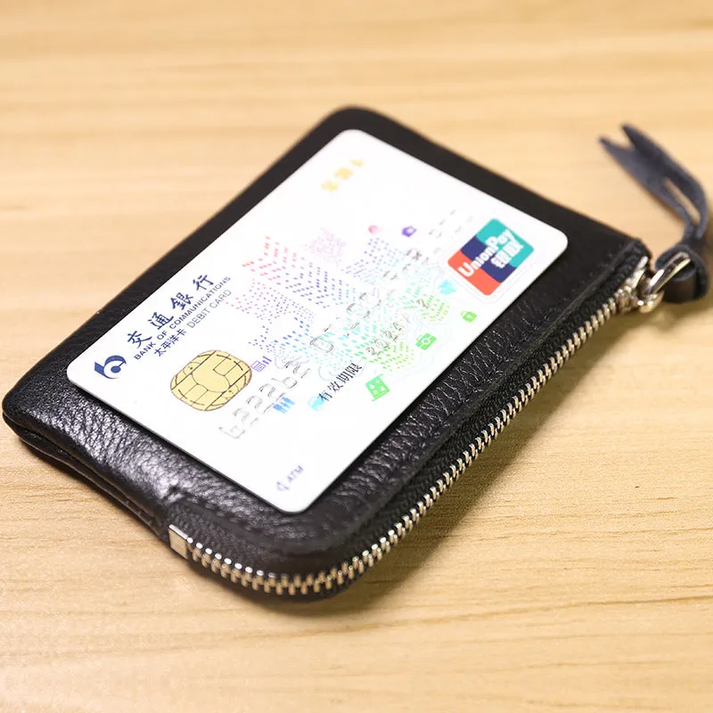 Cute Women Leather Mini Zip Coin Wallet Gray Coin Wallets Small Slim Zip Change Wallet For Women
