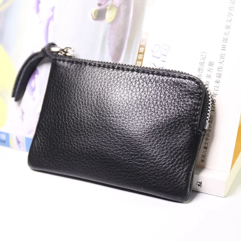 Cute Women Leather Mini Zip Coin Wallet Gray Coin Wallets Small Slim Zip Change Wallet For Women