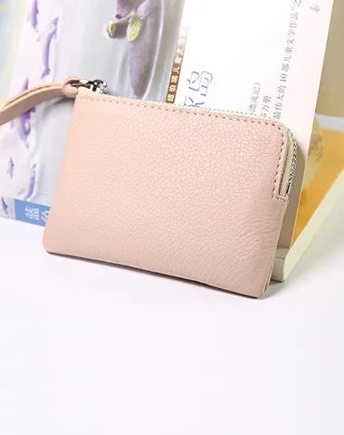 Cute Women Leather Mini Zip Coin Wallet Gray Coin Wallets Small Slim Zip Change Wallet For Women