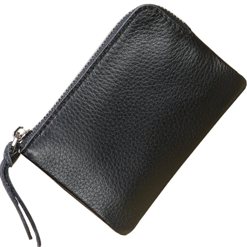 Cute Women Leather Mini Zip Coin Wallet Gray Coin Wallets Small Slim Zip Change Wallet For Women