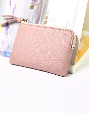 Cute Women Leather Mini Zip Coin Wallet Gray Coin Wallets Small Slim Zip Change Wallet For Women