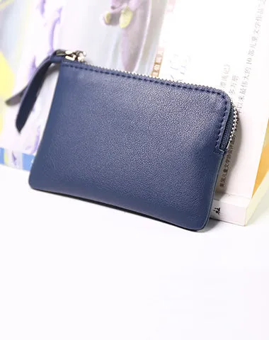 Cute Women Leather Mini Zip Coin Wallet Gray Coin Wallets Small Slim Zip Change Wallet For Women