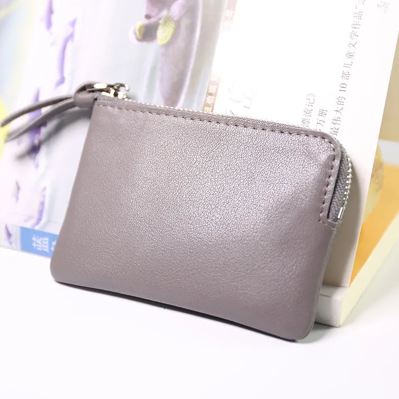 Cute Women Leather Mini Zip Coin Wallet Pink Coin Wallets Small Slim Zip Change Wallet For Women