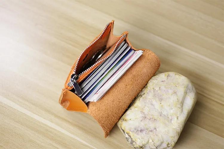 Cute Women Leather Mini Zip Coin Wallet Red Brown Change Wallets Slim Billfold Wallet For Women