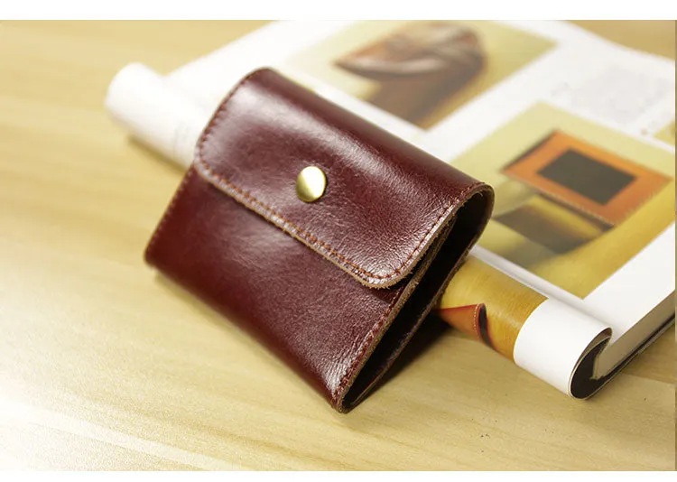 Cute Women Leather Mini Zip Coin Wallet Red Brown Change Wallets Slim Billfold Wallet For Women