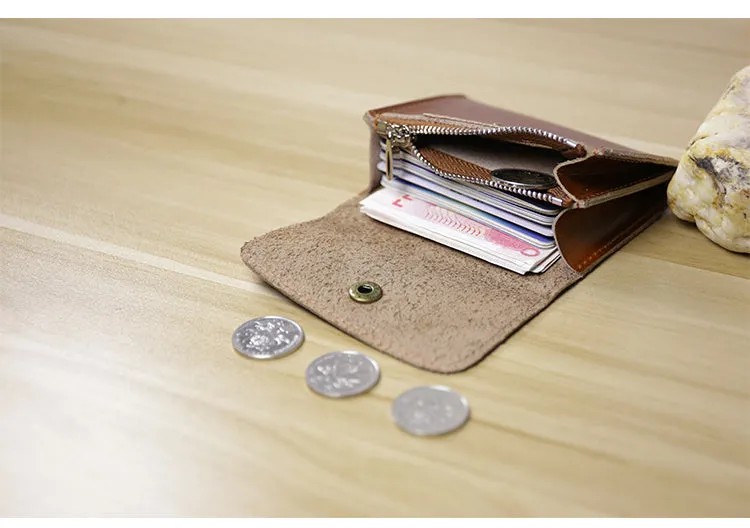Cute Women Leather Mini Zip Coin Wallet Red Brown Change Wallets Slim Billfold Wallet For Women