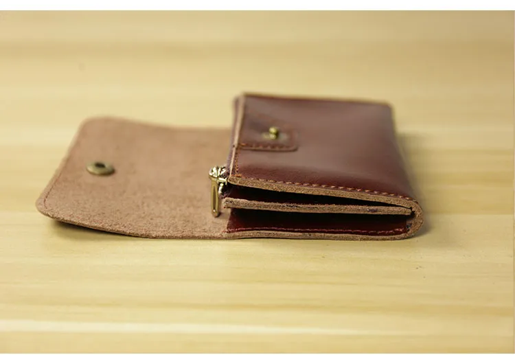 Cute Women Leather Mini Zip Coin Wallet Red Brown Change Wallets Slim Billfold Wallet For Women
