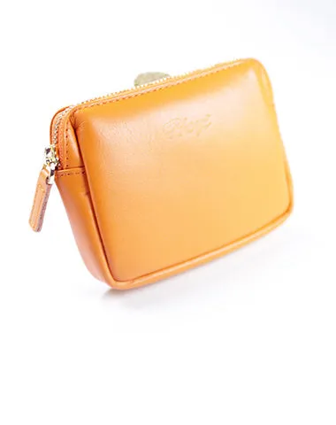 Cute Women Navy Leather Mini Zip Billfold Wallet Coin Wallet Small Zip Change Wallets For Women