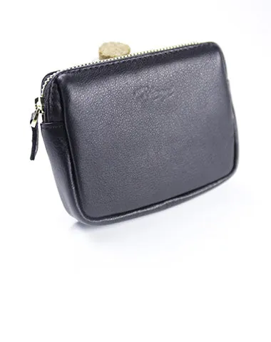 Cute Women Navy Leather Mini Zip Billfold Wallet Coin Wallet Small Zip Change Wallets For Women