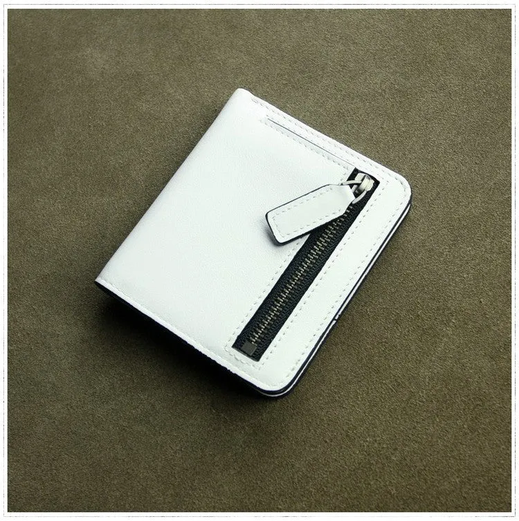 Cute Women Navy Leather Small Bifold Wallet Billfold Wallet with Coin Pocket For Women
