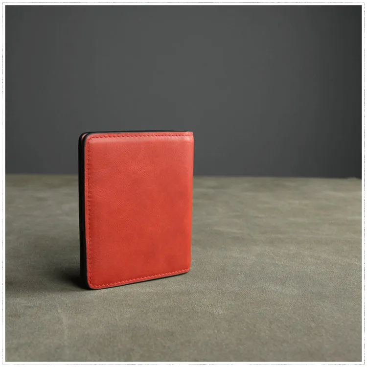 Cute Women Navy Leather Small Bifold Wallet Billfold Wallet with Coin Pocket For Women