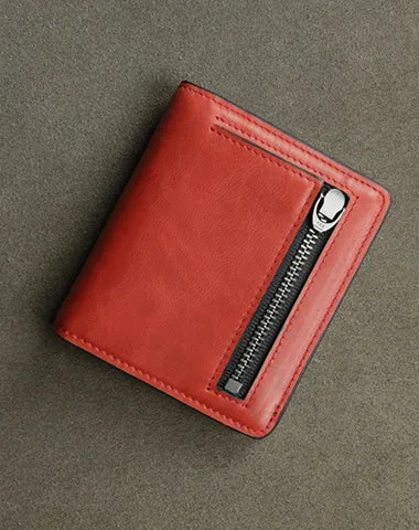 Cute Women Navy Leather Small Bifold Wallet Billfold Wallet with Coin Pocket For Women