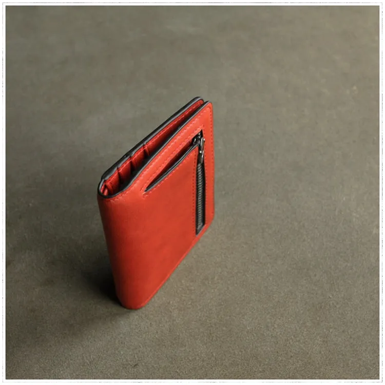 Cute Women Navy Leather Small Bifold Wallet Billfold Wallet with Coin Pocket For Women