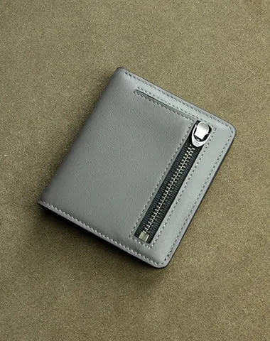 Cute Women Navy Leather Small Bifold Wallet Billfold Wallet with Coin Pocket For Women