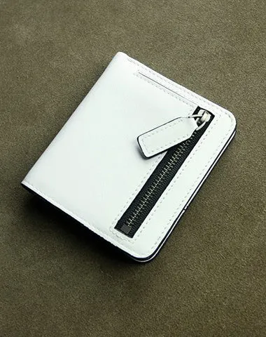 Cute Women Navy Leather Small Bifold Wallet Billfold Wallet with Coin Pocket For Women