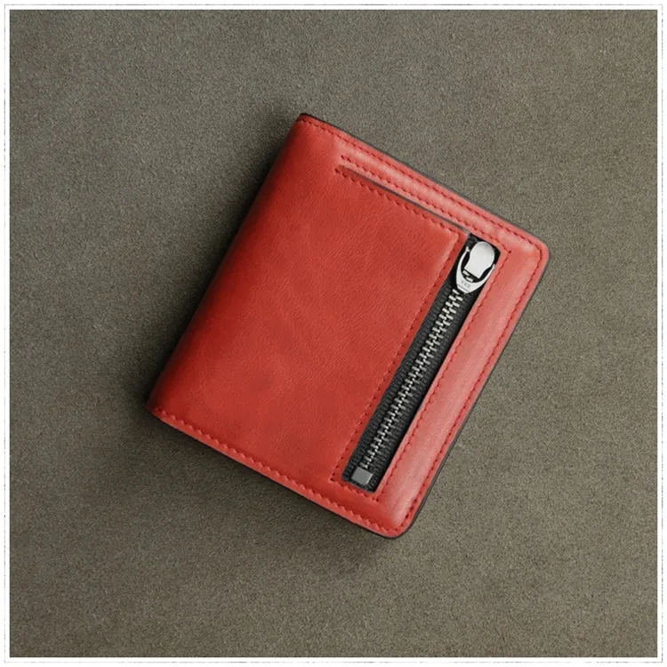 Cute Women Navy Leather Small Bifold Wallet Billfold Wallet with Coin Pocket For Women