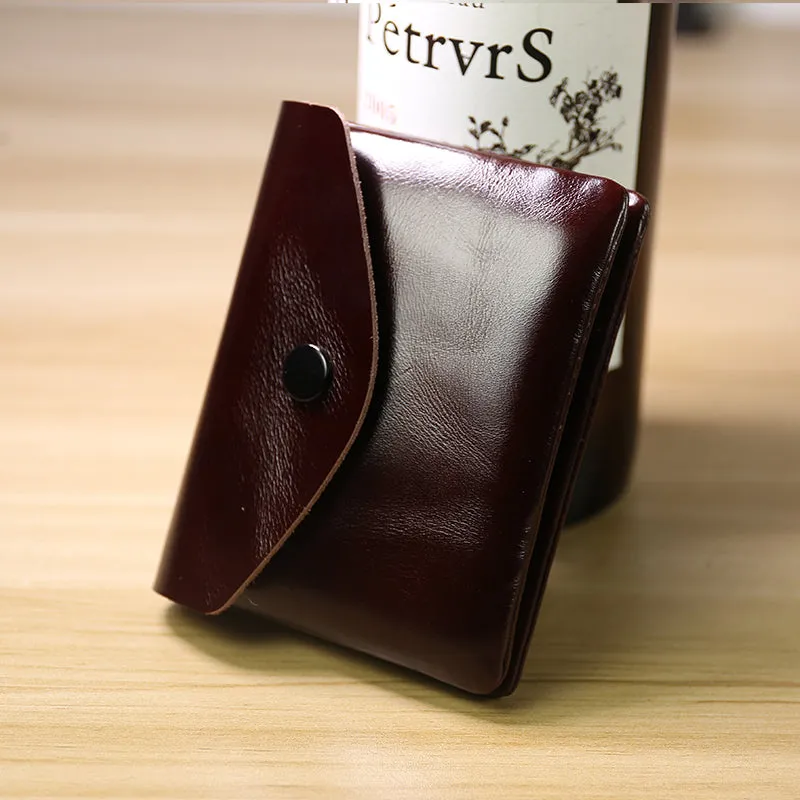Cute Women Pink Leather Mini Billfold Wallet Handmade Coin Wallets Slim Change Wallets For Women