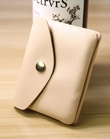 Cute Women Pink Leather Mini Billfold Wallet Handmade Coin Wallets Slim Change Wallets For Women