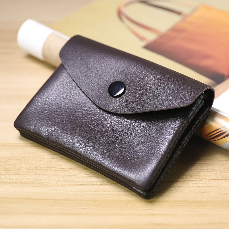 Cute Women Pink Leather Mini Billfold Wallet Handmade Coin Wallets Slim Change Wallets For Women