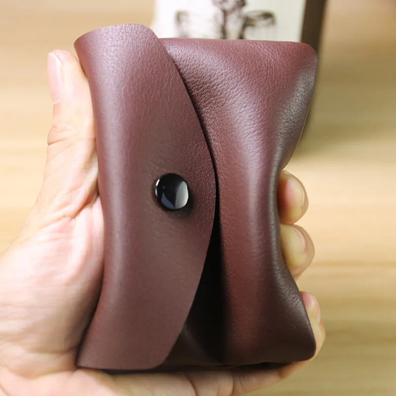 Cute Women Pink Leather Mini Billfold Wallet Handmade Coin Wallets Slim Change Wallets For Women