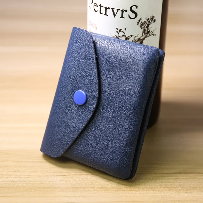 Cute Women Pink Leather Mini Billfold Wallet Handmade Coin Wallets Slim Change Wallets For Women