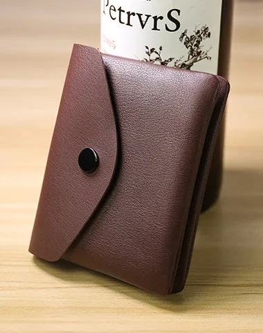 Cute Women Pink Leather Mini Billfold Wallet Handmade Coin Wallets Slim Change Wallets For Women