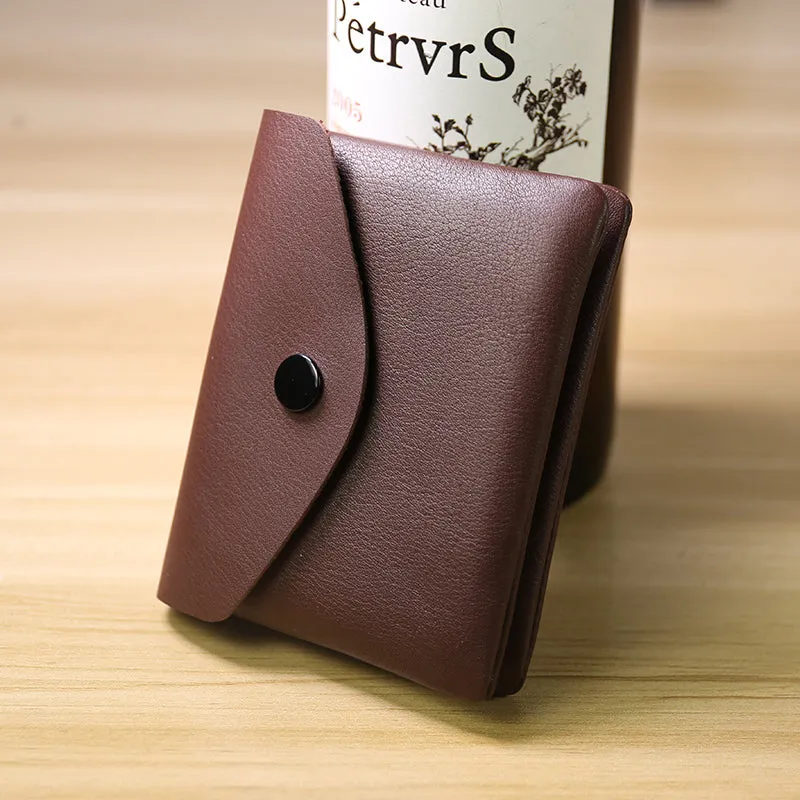 Cute Women Pink Leather Mini Billfold Wallet Handmade Coin Wallets Slim Change Wallets For Women