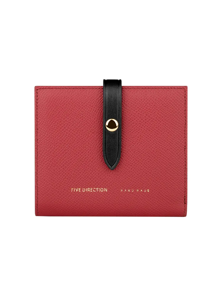 Cute Women Red Leather Vertical Small Wallet Billfold Slim Minimalist Small Wallet For Ladies