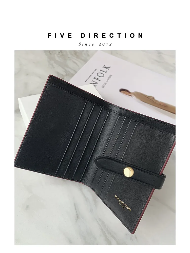Cute Women Red Leather Vertical Small Wallet Billfold Slim Minimalist Small Wallet For Ladies