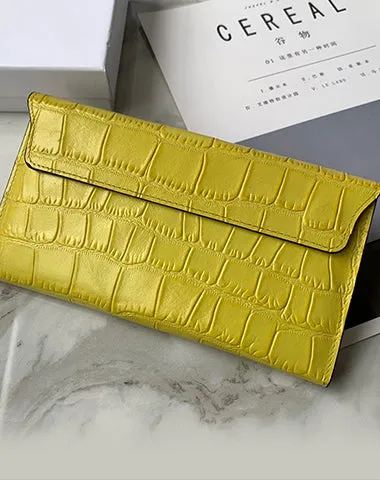 Cute Women Red Vegan Leather Long Wallet Crocodile Pattern Card Holder Clutch Wallet For Women