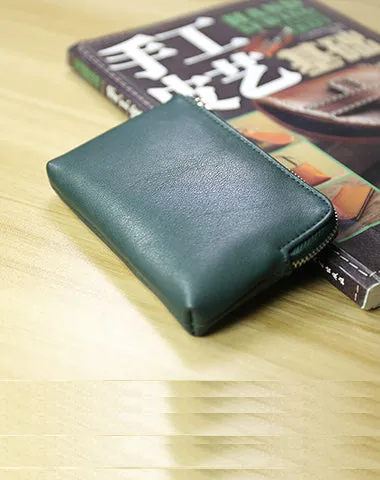 Cute Women Slim Coffee Leather Mini Zip Coin Wallet Billfold Small Zip Change Wallet For Women