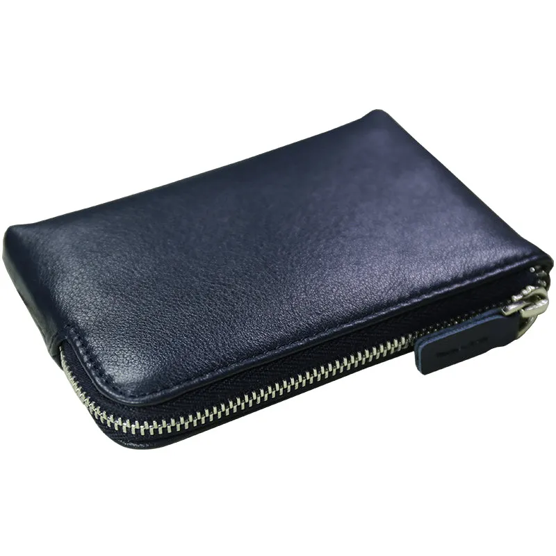 Cute Women Slim Coffee Leather Mini Zip Coin Wallet Billfold Small Zip Change Wallet For Women