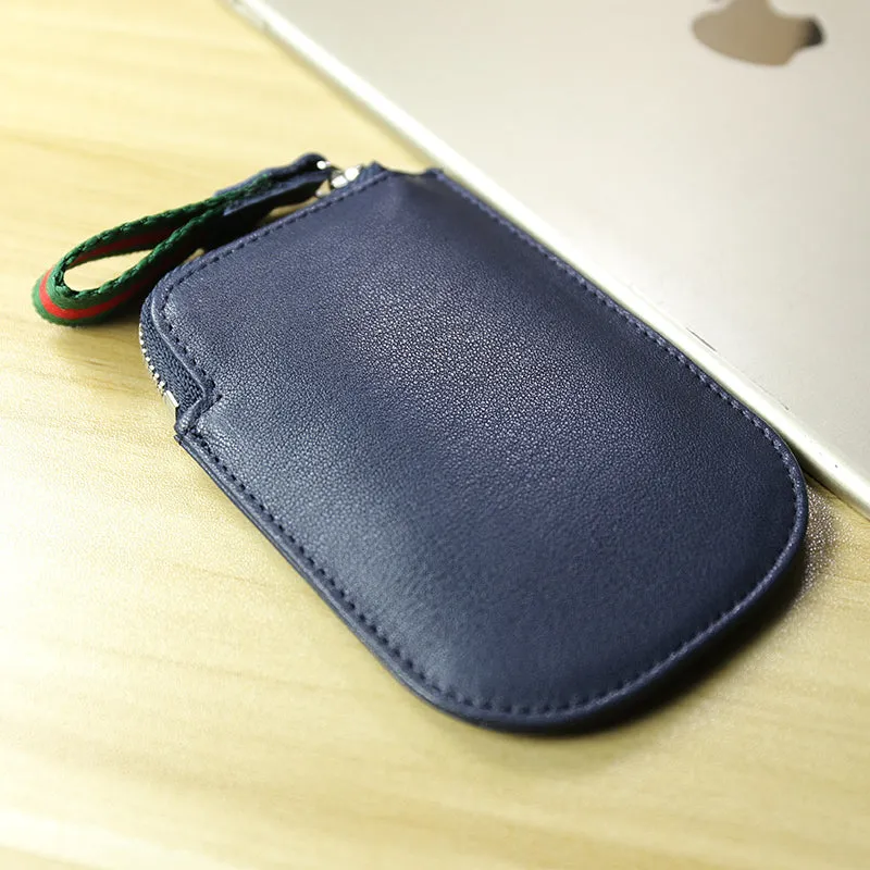 Cute Women Slim Coffee Leather Mini Zip Coin Wallet Small Zip Change Wallet For Women