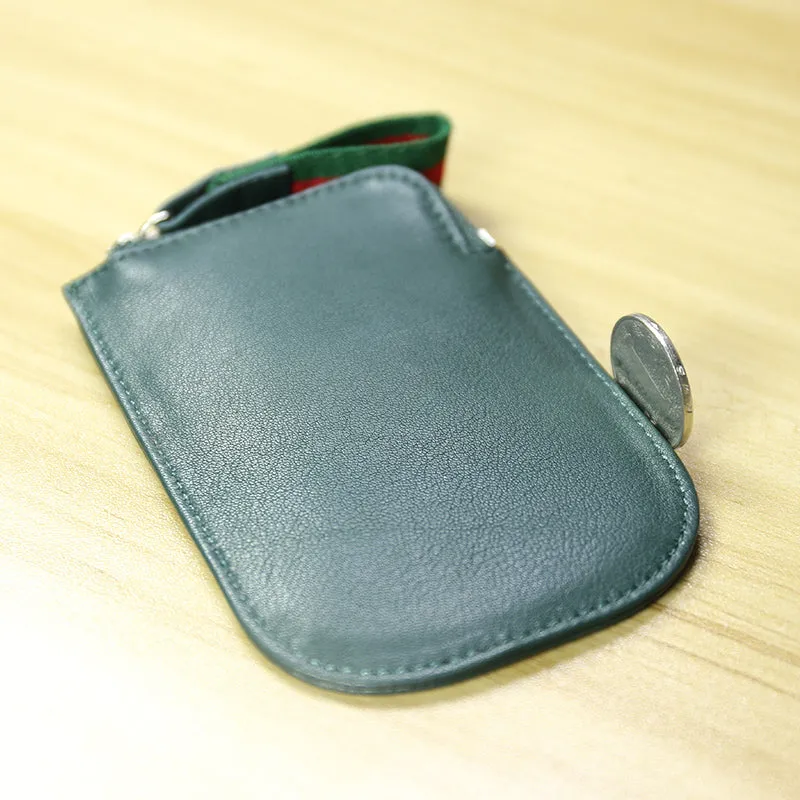 Cute Women Slim Coffee Leather Mini Zip Coin Wallet Small Zip Change Wallet For Women