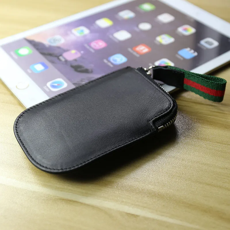 Cute Women Slim Coffee Leather Mini Zip Coin Wallet Small Zip Change Wallet For Women