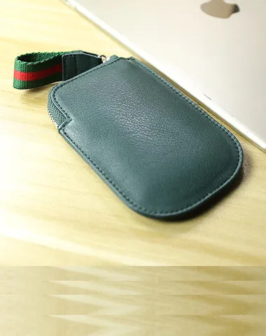 Cute Women Slim Navy Leather Mini Zip Coin Wallet Small Zip Change Wallet For Women