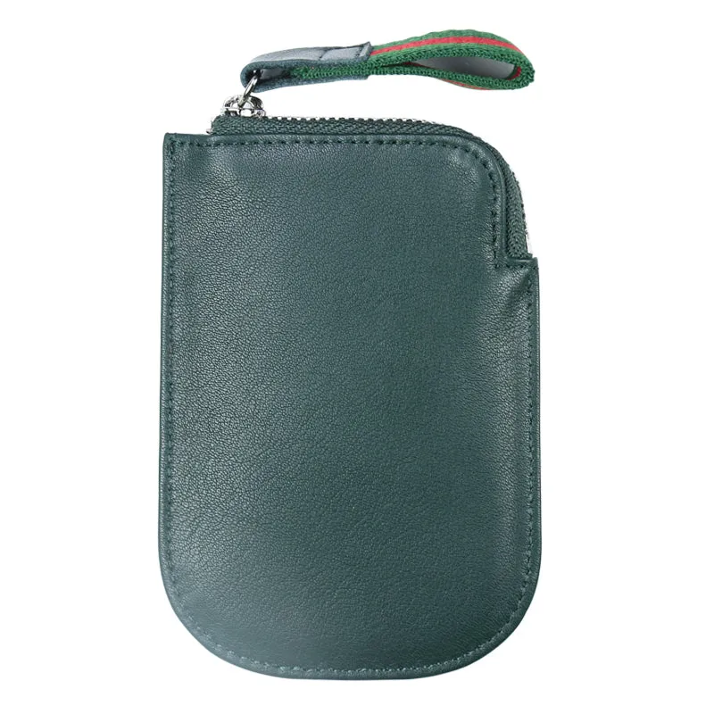 Cute Women Slim Navy Leather Mini Zip Coin Wallet Small Zip Change Wallet For Women