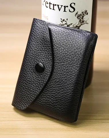Cute Women Vintage Coffee Leather Mini Billfold Wallet Handmade Coin Wallets Slim Change Wallets For Women