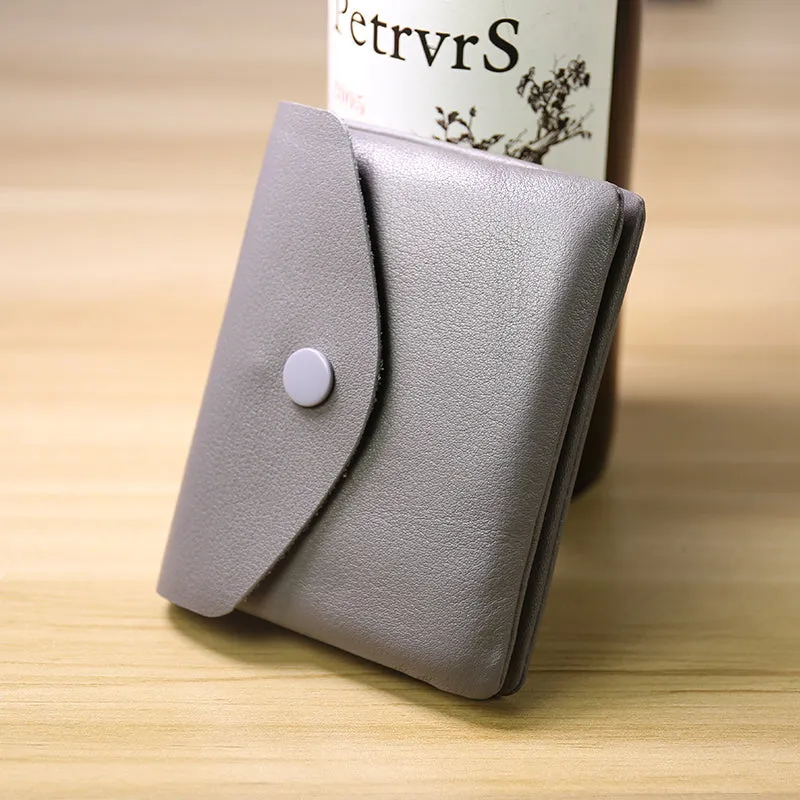 Cute Women Vintage Coffee Leather Mini Billfold Wallet Handmade Coin Wallets Slim Change Wallets For Women