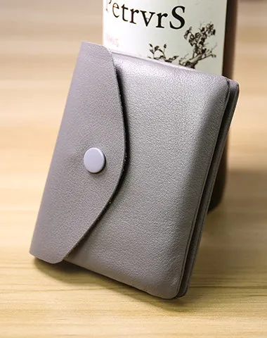 Cute Women Vintage Coffee Leather Mini Billfold Wallet Handmade Coin Wallets Slim Change Wallets For Women