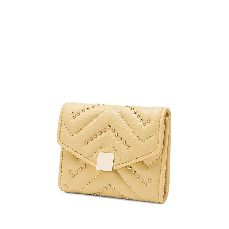 Cute Womens Green Leather Small Wallet with Rivets Billfold Slim Small Wallet For Women