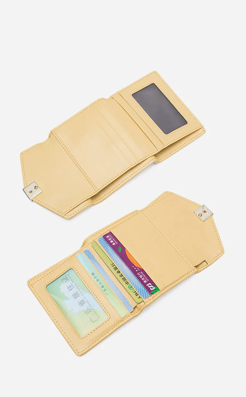Cute Womens Green Leather Small Wallet with Rivets Billfold Slim Small Wallet For Women