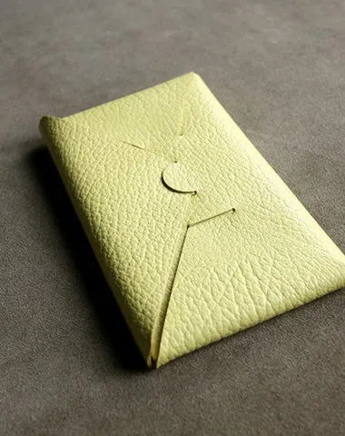 Cute Womens Yellow Leather Envelope Wallet Slim Clutch Purse Checkbook Long Wallet for Women