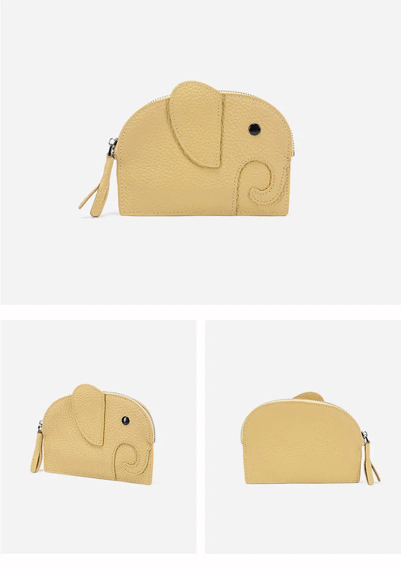 Cutest Women Blue Leather Elephant Small Zipper Wallet Keychain with Wallet Change Wallet For Women