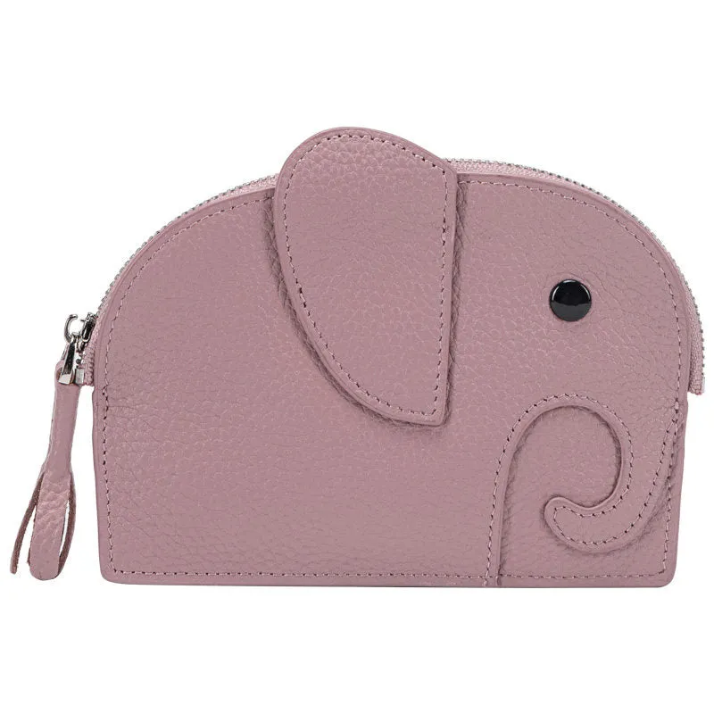 Cutest Women Blue Leather Elephant Small Zipper Wallet Keychain with Wallet Change Wallet For Women