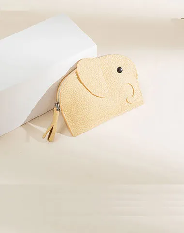 Cutest Women Blue Leather Elephant Small Zipper Wallet Keychain with Wallet Change Wallet For Women