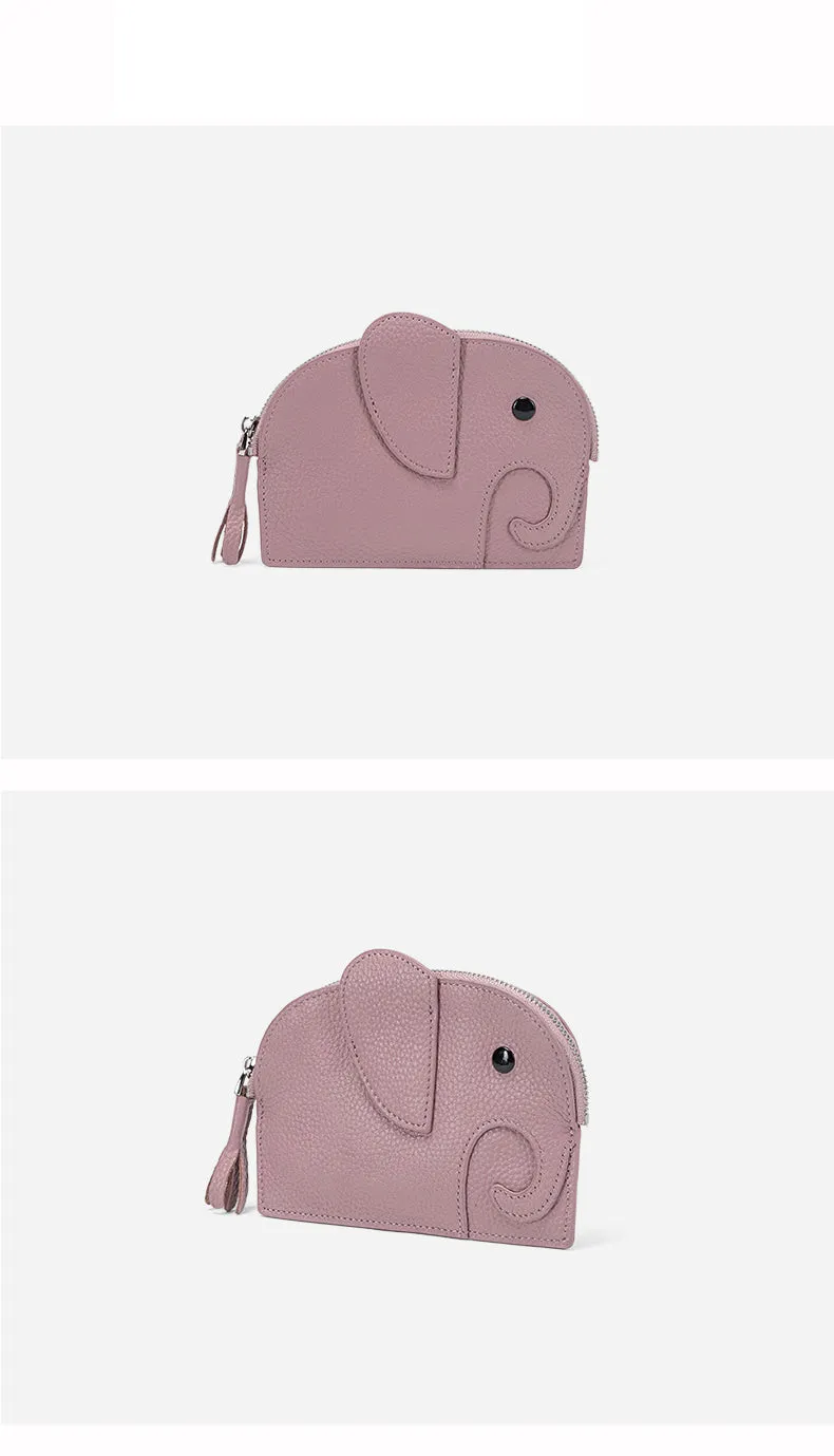 Cutest Women Blue Leather Elephant Small Zipper Wallet Keychain with Wallet Change Wallet For Women