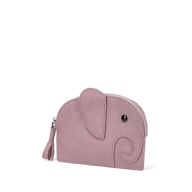 Cutest Women Blue Leather Elephant Small Zipper Wallet Keychain with Wallet Change Wallet For Women
